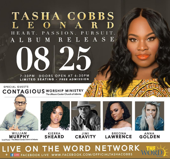 Tasha Cobbs Album Release Concert to air Live on The Word Network